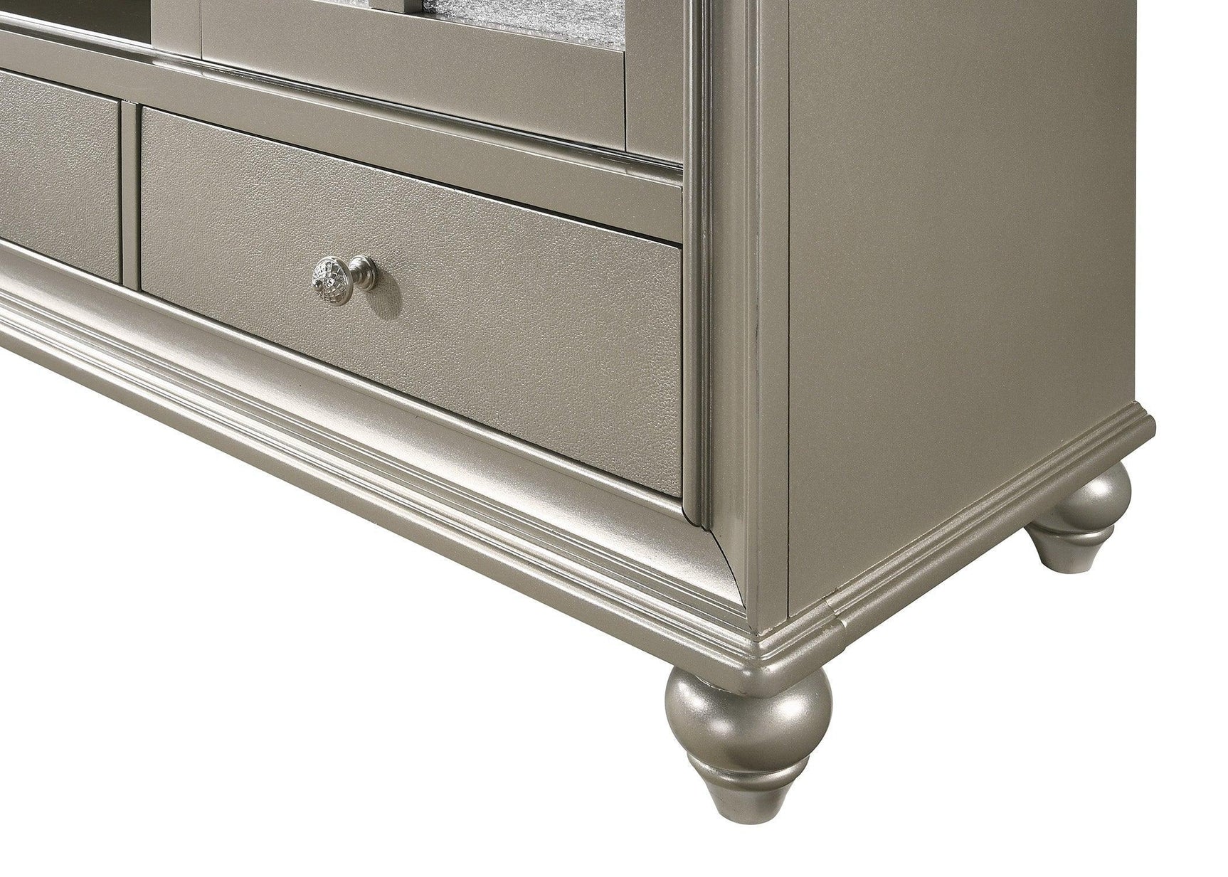 Lila Champagne Modern Faux Leather Upholstered Panel Bedroom Set - Ella Furniture