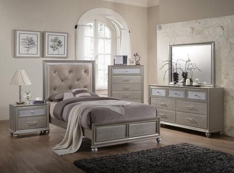 Lila Dresser Champagne With Crystal Accent Finish, Modern Wood And Veneers, Solid Metal Knob And Bar Pull Hardware - Ella Furniture