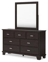Covetown Dark Brown Dresser and Mirror Set