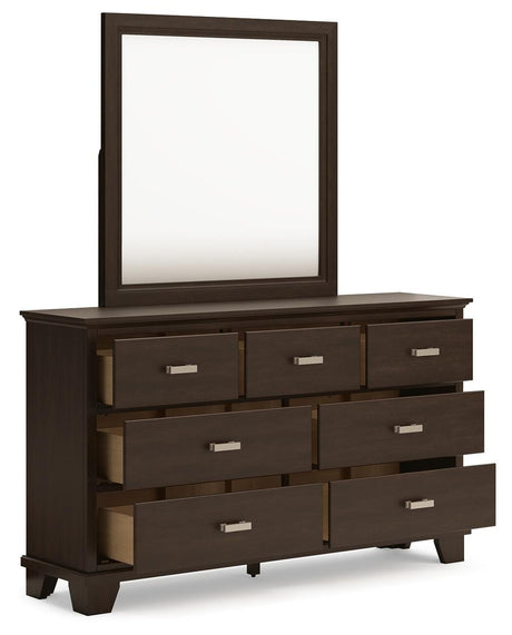Covetown Dark Brown Panel Bedroom Set angled view