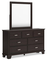 Covetown Dark Brown Dresser and Mirror Set