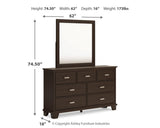Covetown Dark Brown Panel Bedroom Set dimension view