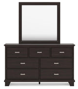 Covetown Dark Brown Dresser and Mirror Set