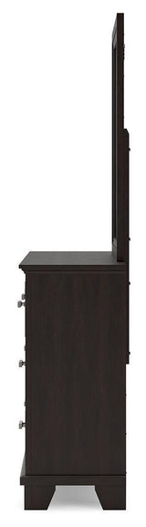 Covetown Dark Brown Dresser and Mirror Set
