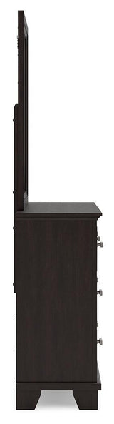Covetown Dark Brown Dresser and Mirror Set