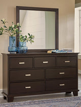 Covetown Dark Brown Dresser and Mirror Set