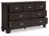 Covetown Dark Brown 7-Drawer Contemporary Dresser