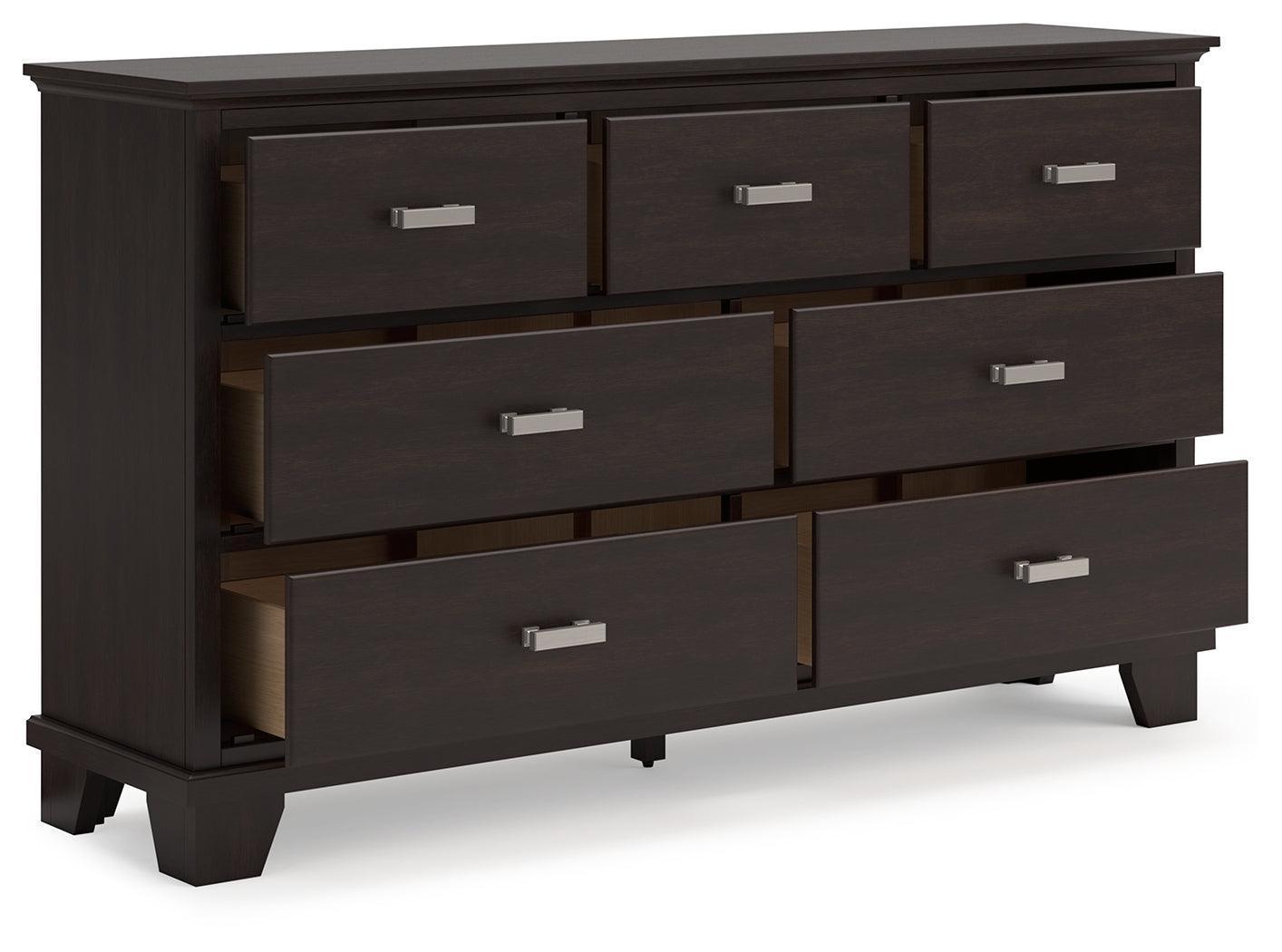 Covetown Dark Brown 7-Drawer Contemporary Dresser