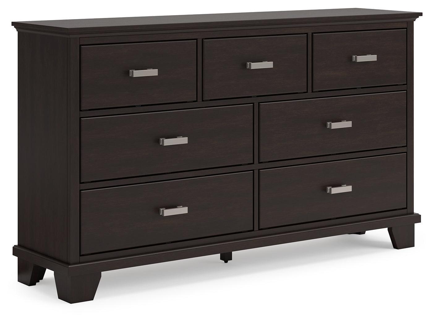 Covetown Dark Brown 7-Drawer Contemporary Dresser