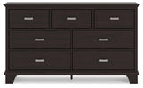 Covetown Dark Brown 7-Drawer Contemporary Dresser