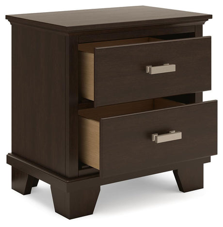 Covetown Dark Brown Panel Bedroom Set angled view