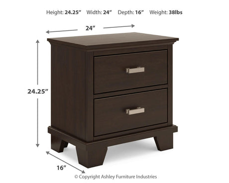 Covetown Dark Brown Panel Bedroom Set dimension view