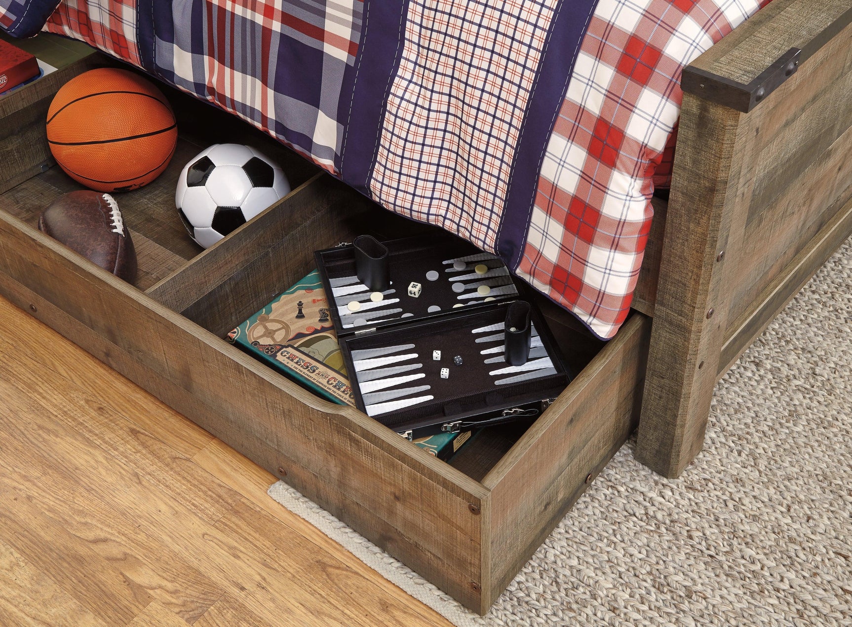 Trinell Brown Full Bookcase Bed with Storage