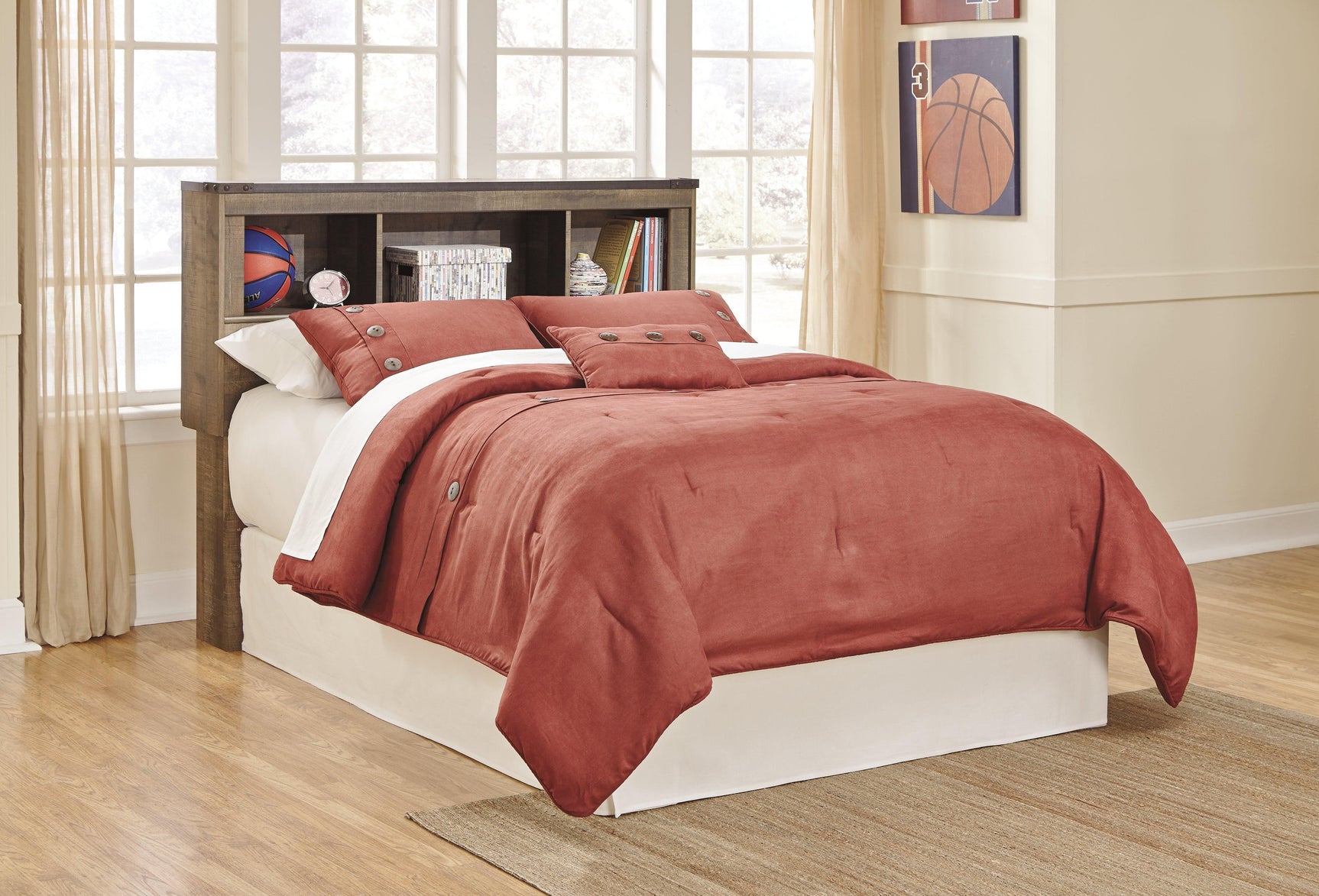 Trinell Brown Full Bookcase Bed with Storage