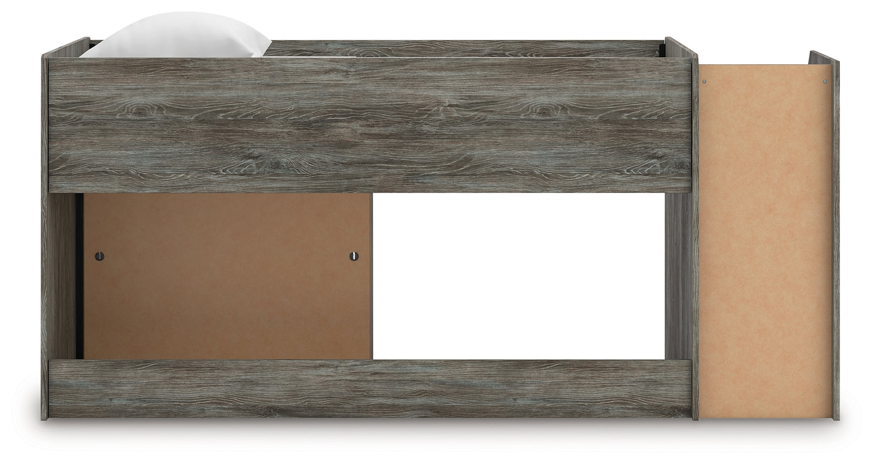 Frandern Gray Twin Loft  Bed with Bookcase Storage