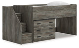 Frandern Gray Twin Loft Bed with Drawer Storage