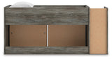 Frandern Gray Twin Loft  Bed with Bookcase and Drawer Storage