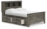 Frandern Gray Full Bookcase Panel Bed with Storage