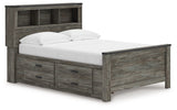 Frandern Gray Full Bookcase Panel Bed with Storage