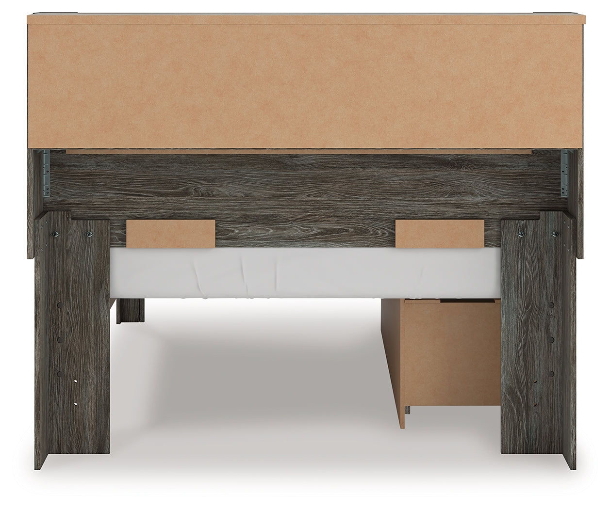 Frandern Gray Full Bookcase Panel Bed with Storage