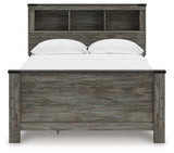 Frandern Gray Full Bookcase Panel Bed with Storage