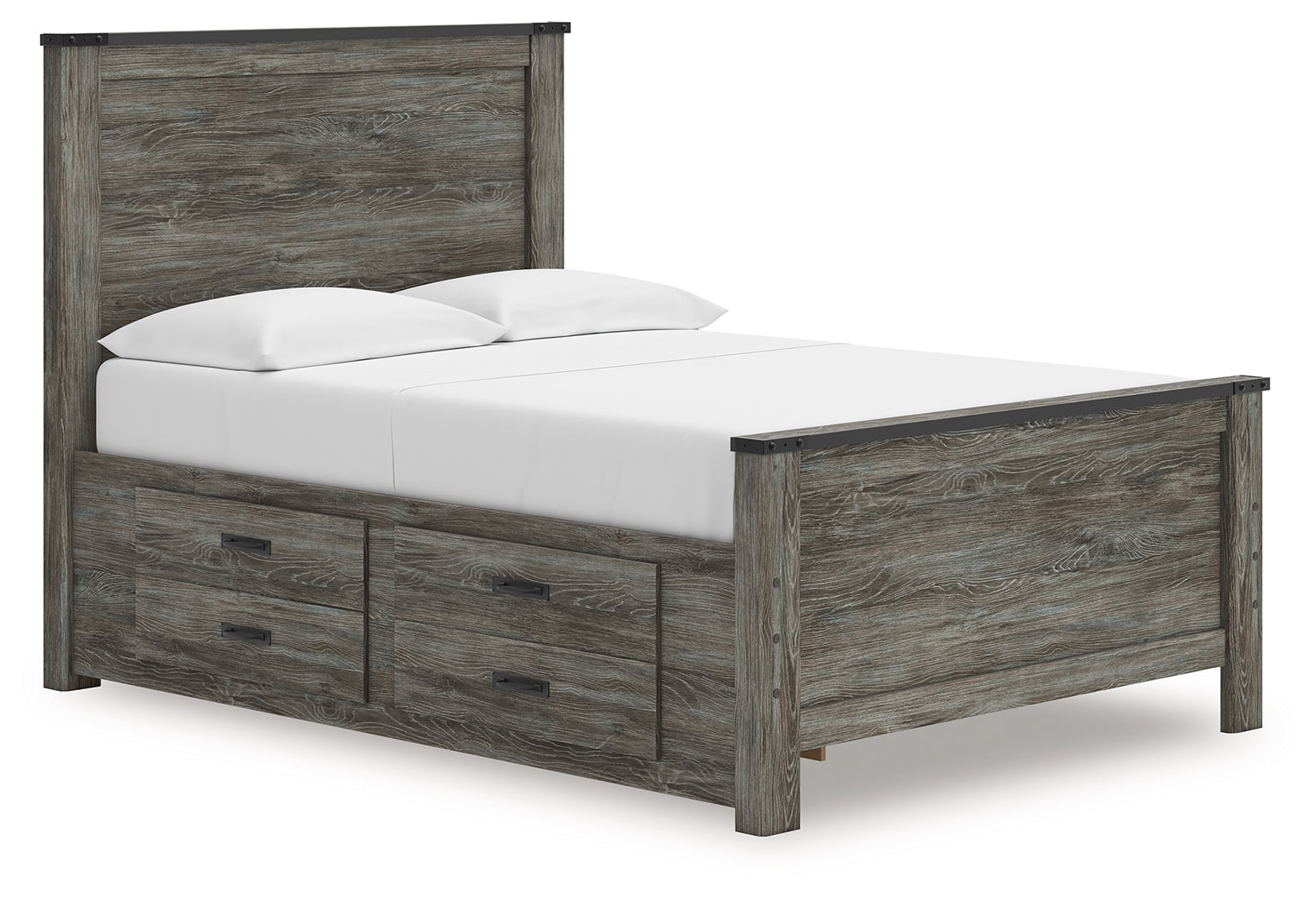 Frandern Black/Gray Full Panel Bed with Storage