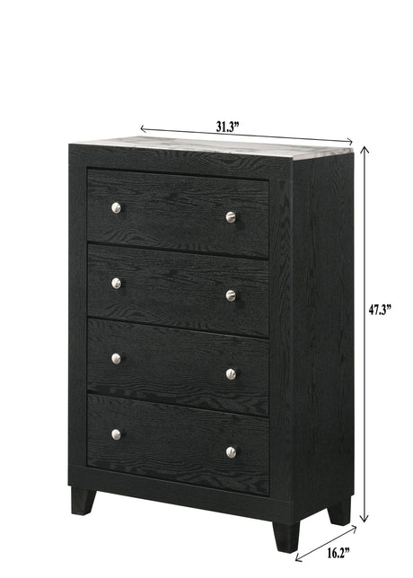 Cadence Black Sleek And Modern Wood LED Bookcase Panel Bedroom Set - Ella Furniture