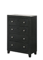 Cadence Chest Black, Modern And Sleek Wood, Nickel Knob 4 Drawers - Ella Furniture