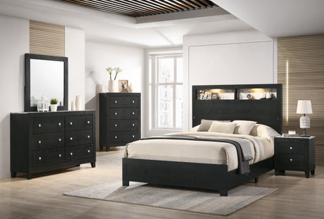 Cadence Dresser Black, Sleek And Modern Wood, Nickel Knob 6 Drawers - Ella Furniture