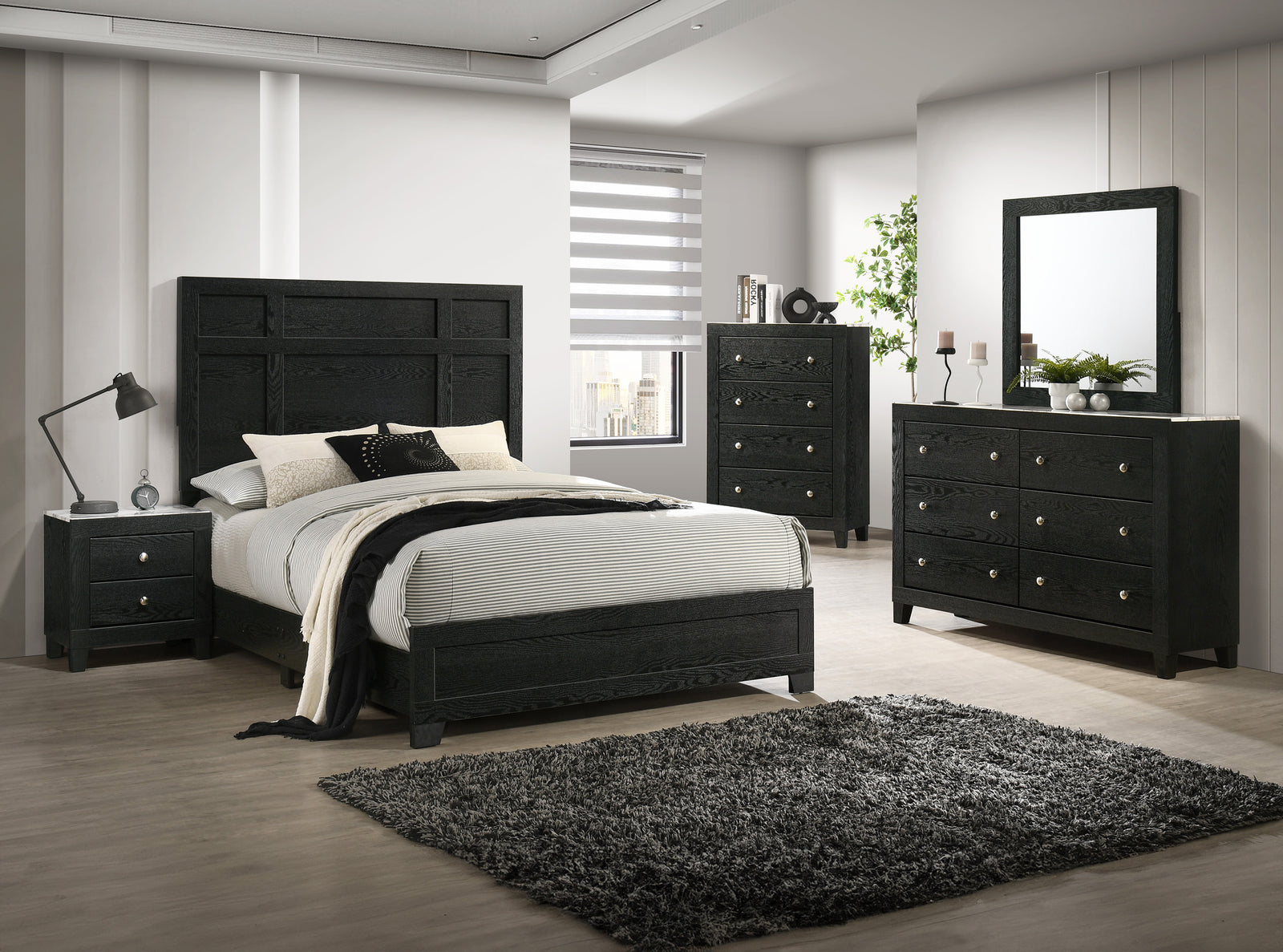Cadence Black Panel Bedroom Set