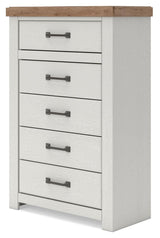 Savonport White/Brown Chest of Drawers angled view