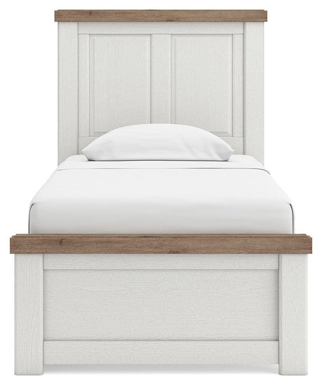 Savonport White/Brown Twin Panel Bed with Storage view 8