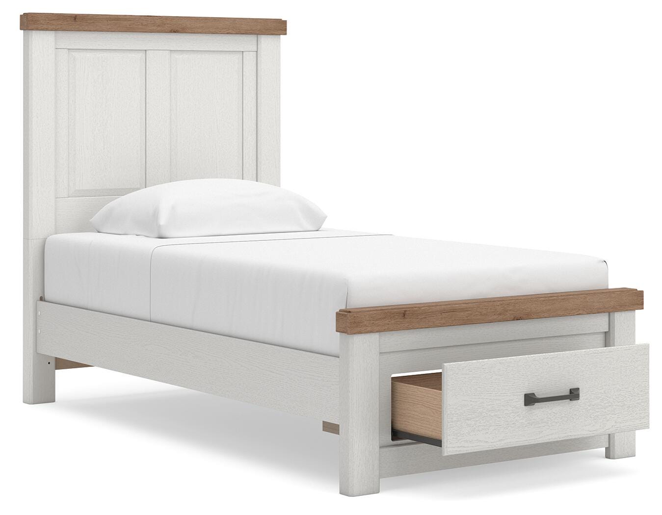Savonport White/Brown Panel Storage Bedroom Set angled view