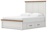 Savonport White/Brown Queen Panel Bed with Storage angled view