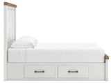 Savonport White/Brown Queen Panel Bed with Storage view 8