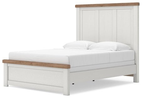 Savonport White/Brown Queen Panel Bed angled view