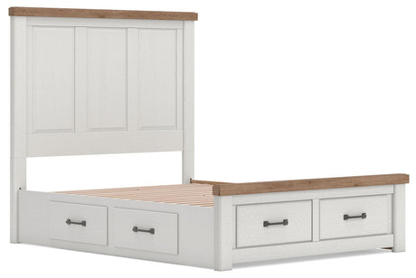 Savonport White/Brown Queen Panel Storage Bed angled view