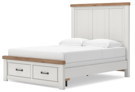 Savonport White/Brown Queen Panel Storage Bed angled view