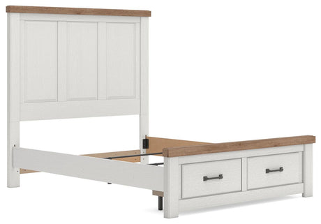 Savonport White/Brown Queen Panel Storage Bed angled view