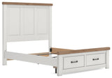 Savonport White/Brown Panel Storage Bedroom Set angled view