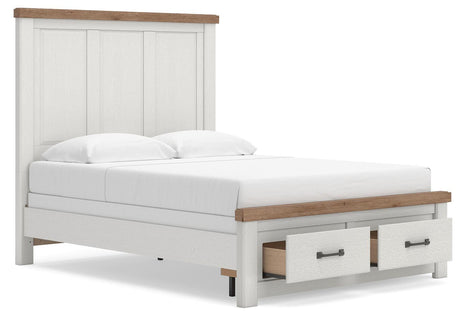 Savonport White/Brown Queen Panel Storage Bed angled view