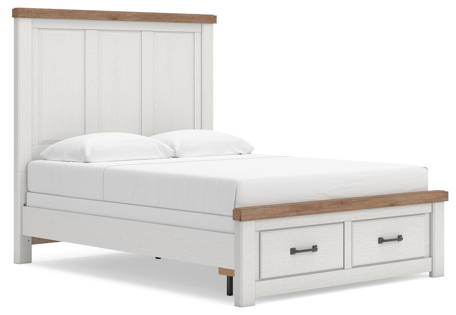 Savonport White/Brown Panel Storage Bedroom Set angled view