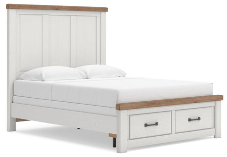 Savonport White/Brown Panel Storage Bedroom Set angled view