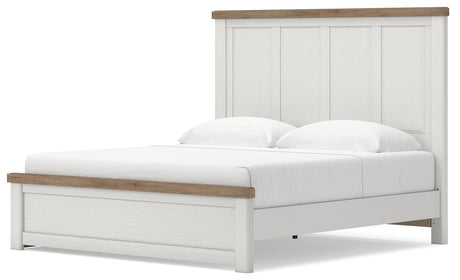 Savonport White/Brown King Panel Bed with Storage angled view