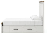 Savonport White/Brown King Panel Bed with Storage view 3