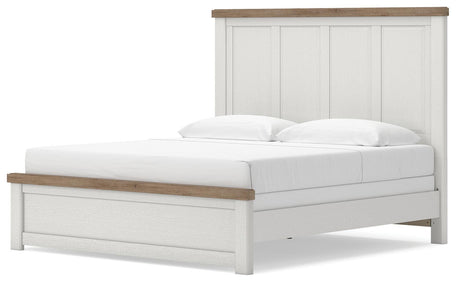 Savonport White/Brown King Panel Bed angled view