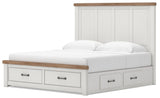 Savonport White/Brown King Panel Storage Bed angled view