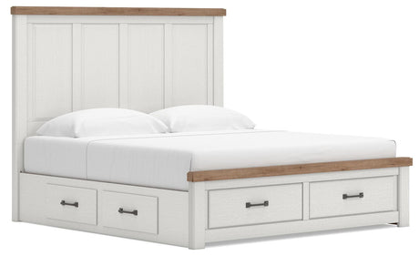 Savonport White/Brown King Panel Storage Bed angled view