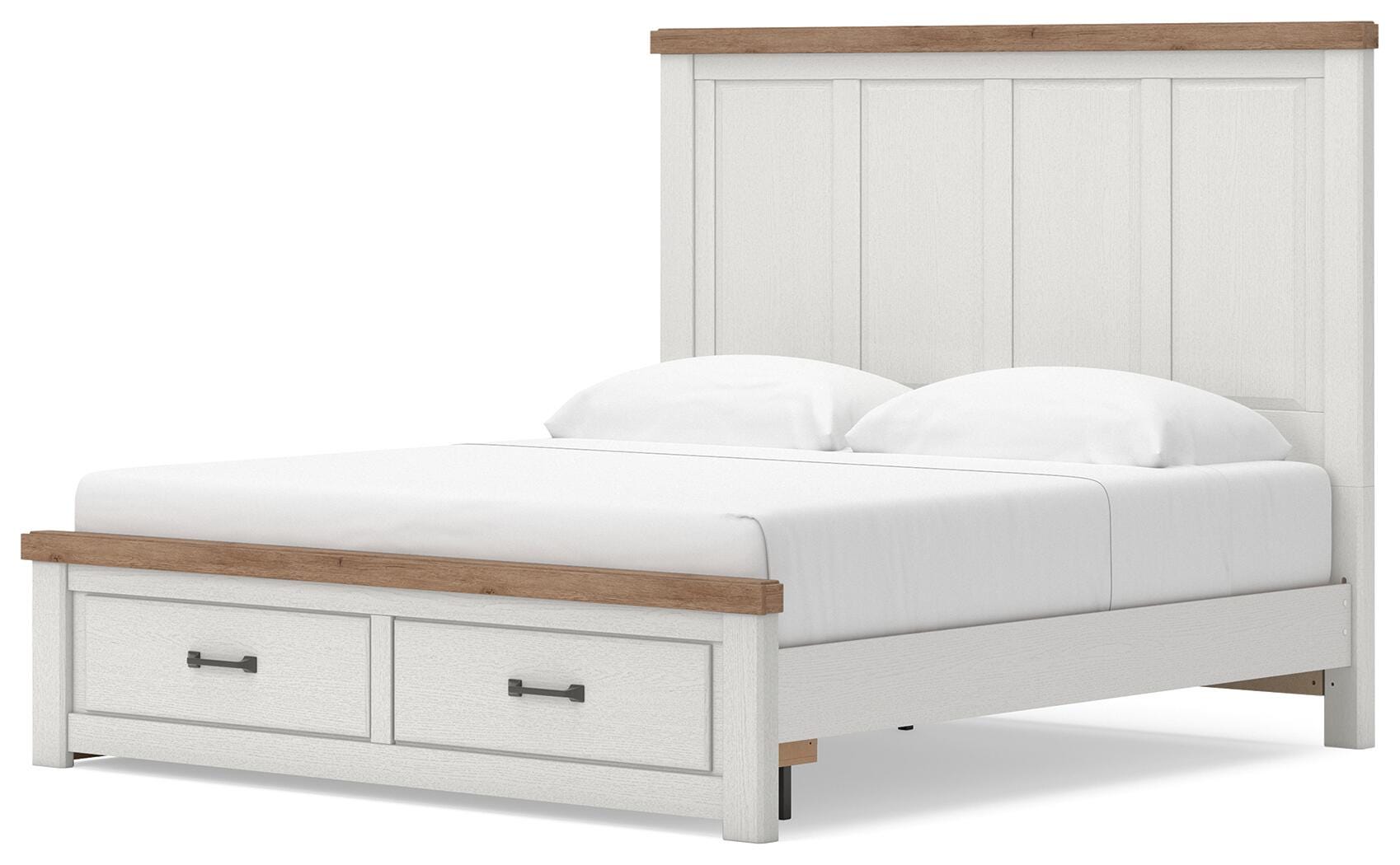Savonport White/Brown King Panel Storage Bed angled view