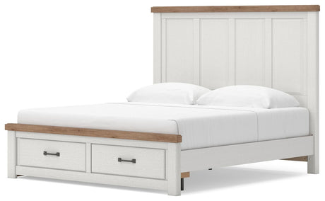 Savonport White/Brown King Panel Storage Bed angled view